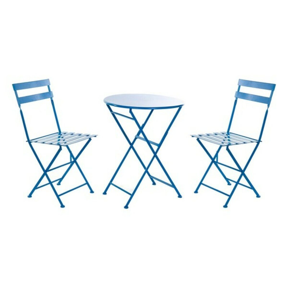 Table set with 2 chairs Blue Metal 3 pcs