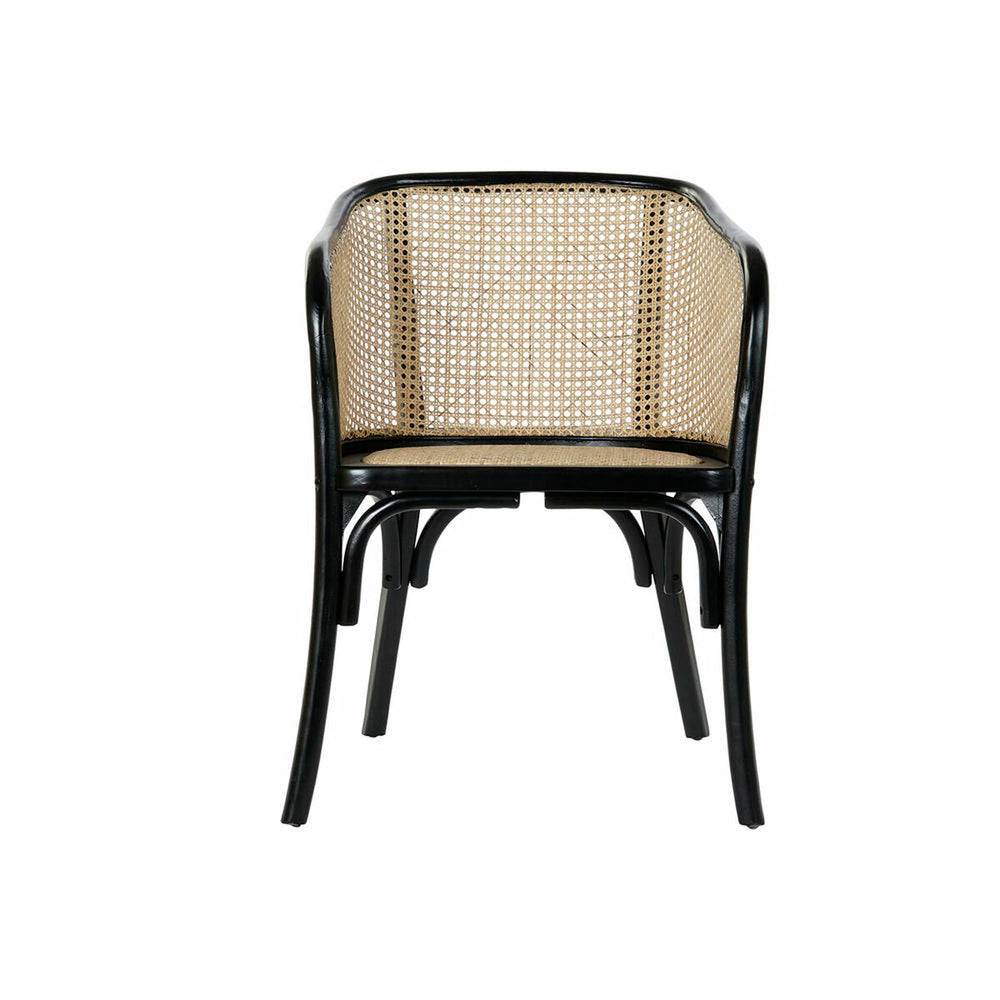 Garden chair DKD Home Decor Black Rattan Elm wood (58 x 55 x 77 cm)