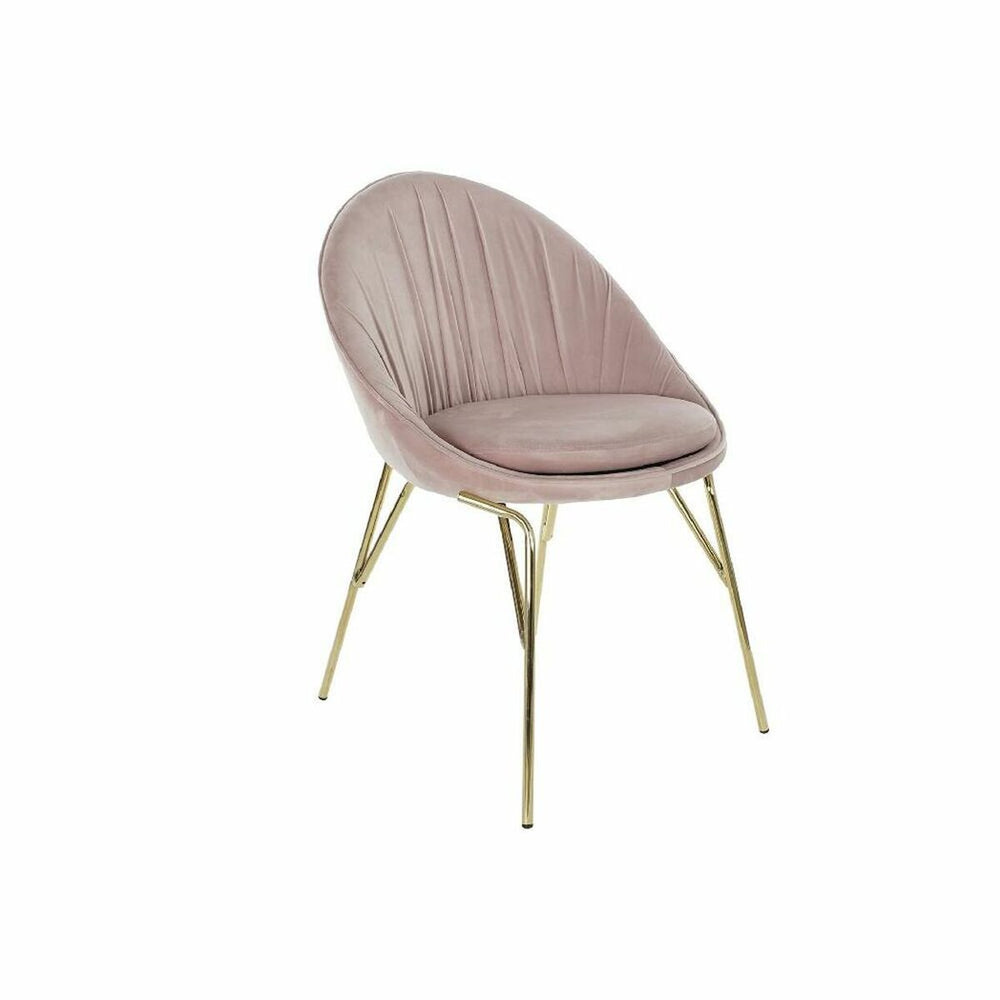 Dining Chair DKD Home Decor Pink Golden Metal Polyester (60 x 60 x 85 cm)