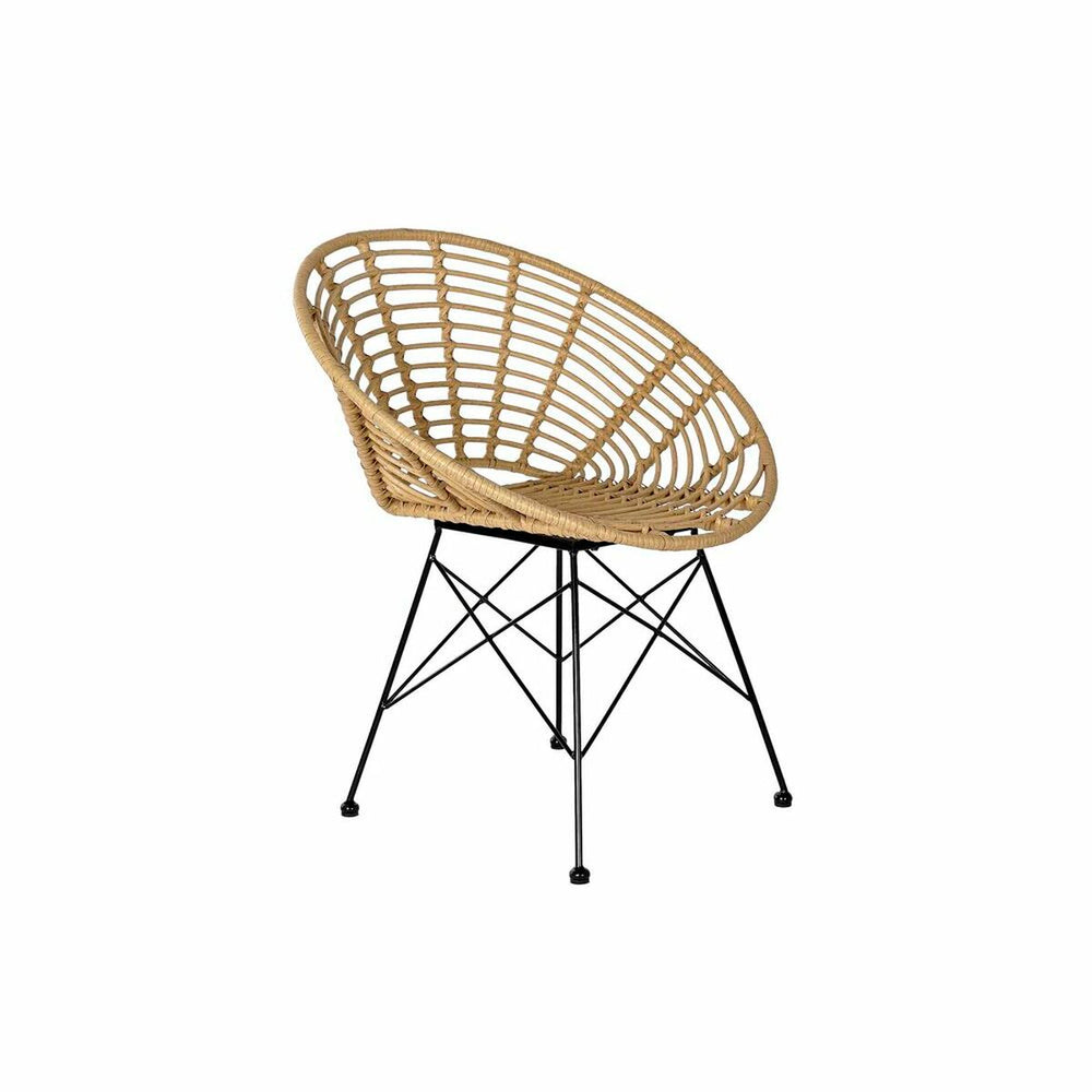 Garden chair Brown Metal synthetic rattan White