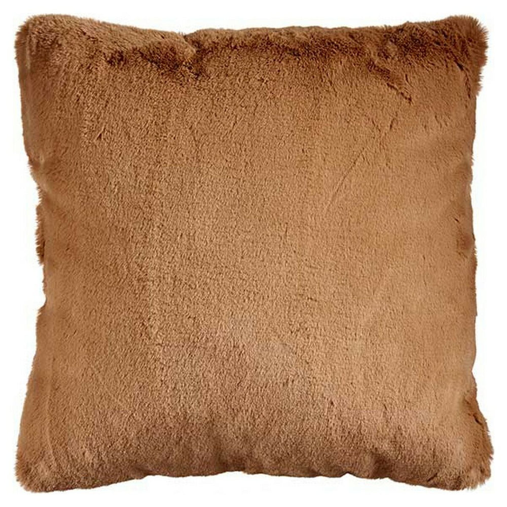 Cushion With hair Brown Synthetic Leather