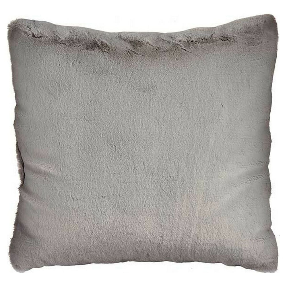 Cushion With hair Grey Synthetic Leather