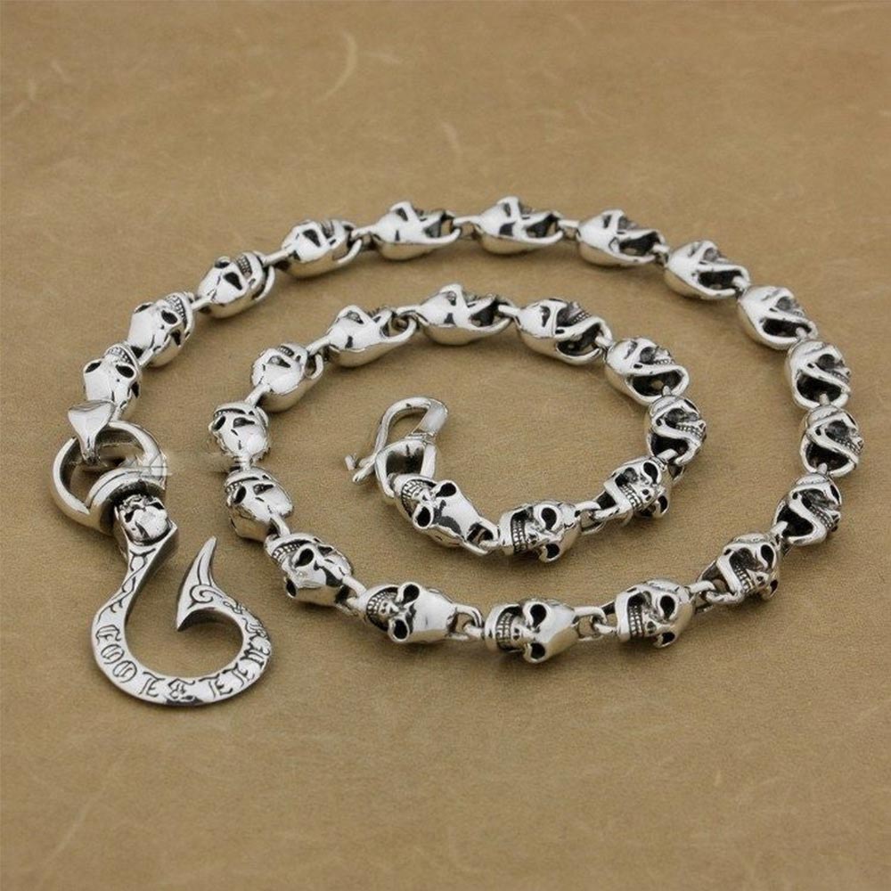Silver Skulls Hook Wallet Chain