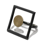 Silver trendy ring with geometric details