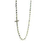 Trendy necklace with cross detail and string of natural stones